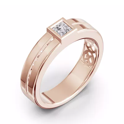 Grooved Princess-Cut Lab Diamond Bezel Band (.50 ct.)