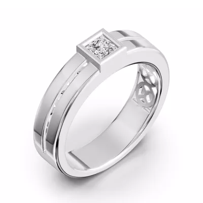 Grooved Princess-Cut Lab Diamond Bezel Band (.50 ct.)