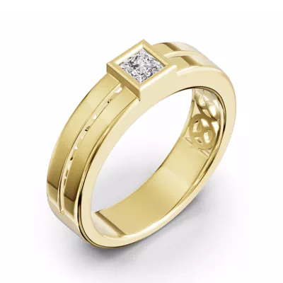 Grooved Princess-Cut Lab Diamond Bezel Band (.50 ct.)