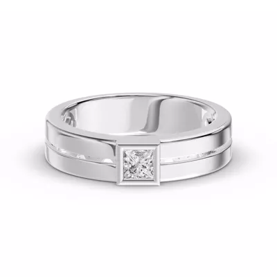 Grooved Princess-Cut Lab Diamond Bezel Band (.50 ct.)