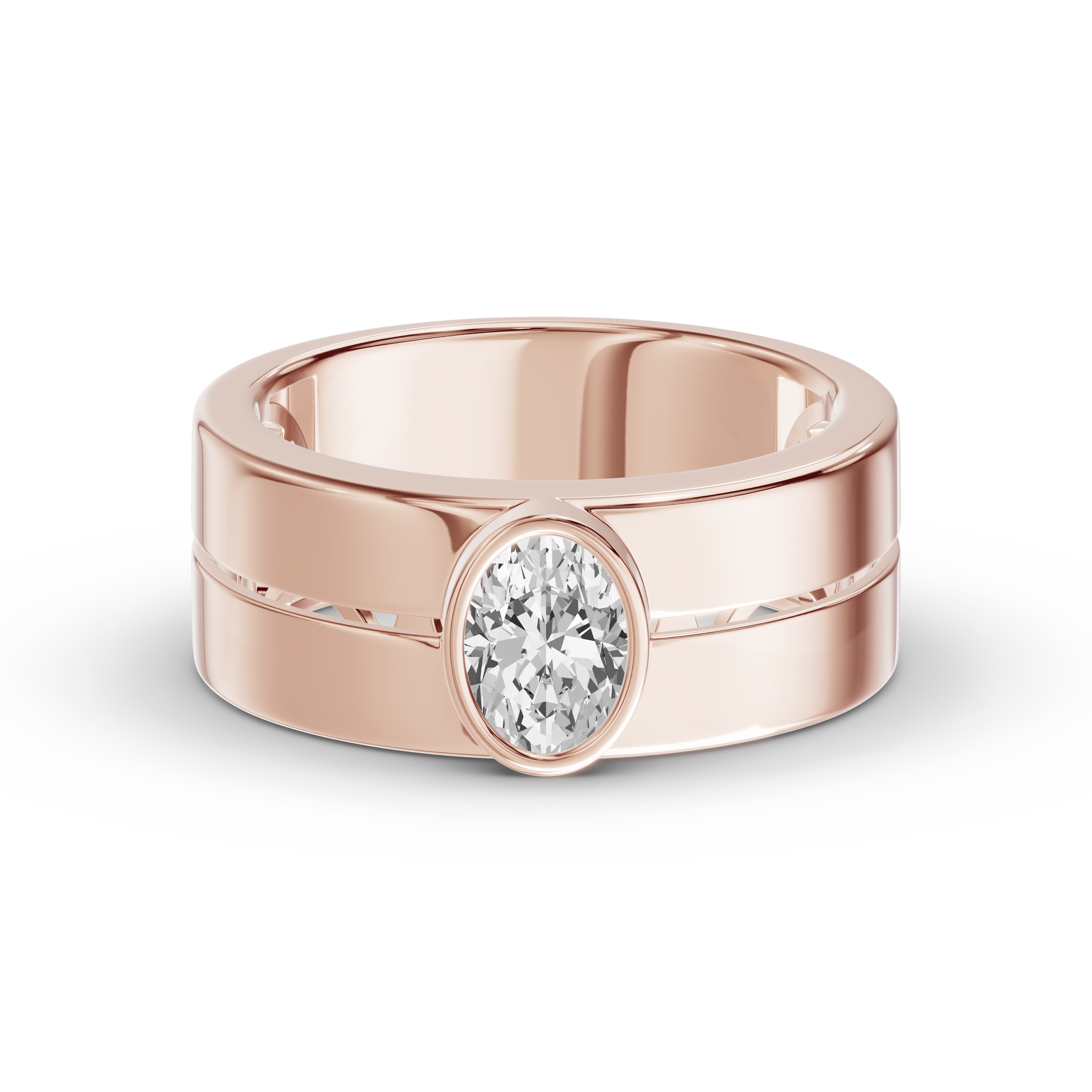 Grooved Oval Lab Diamond Bezel Band (1.00 ct.)