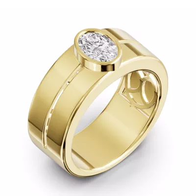 Grooved Oval Lab Diamond Bezel Band (1.00 ct.)