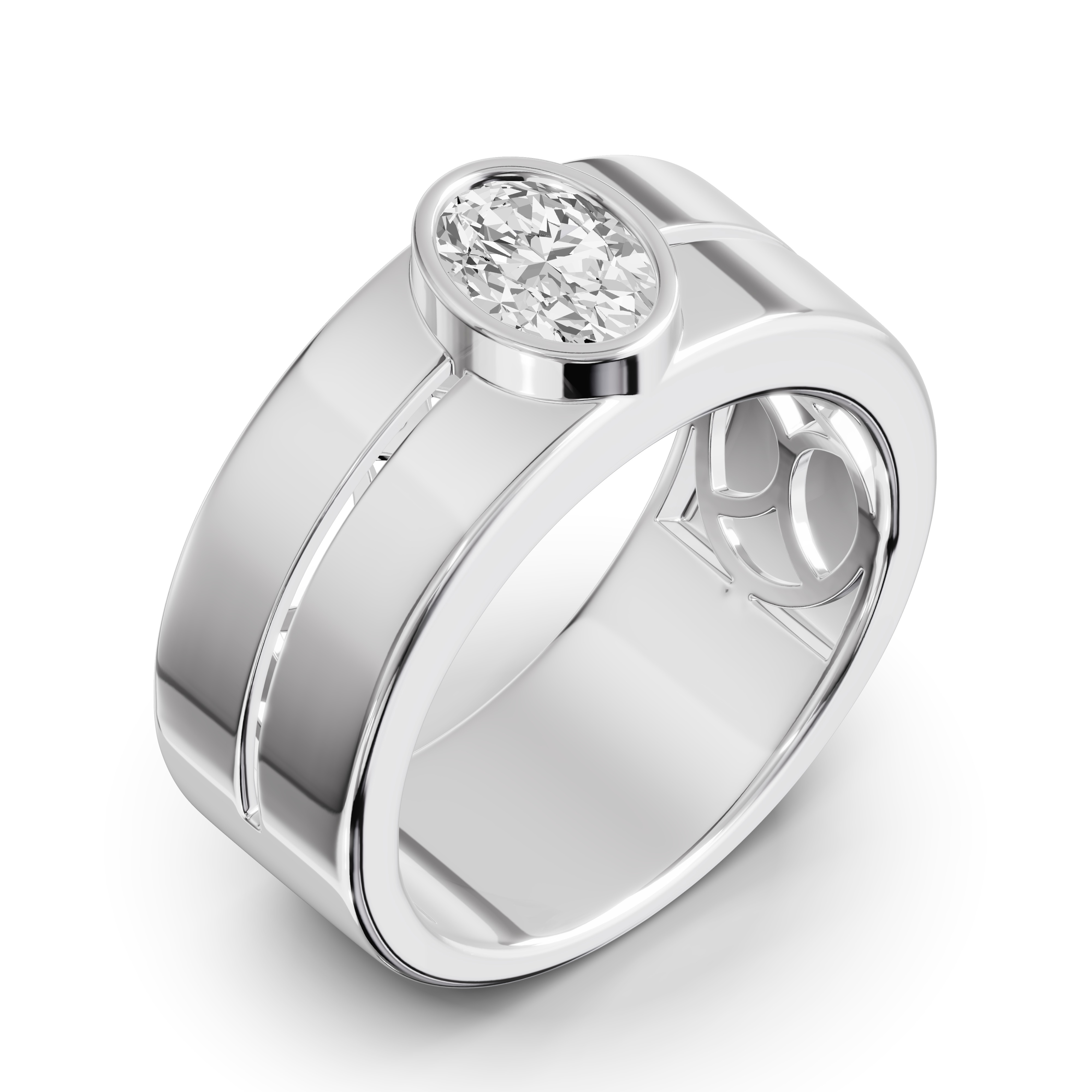 Grooved Oval Lab Diamond Bezel Band (1.00 ct.)