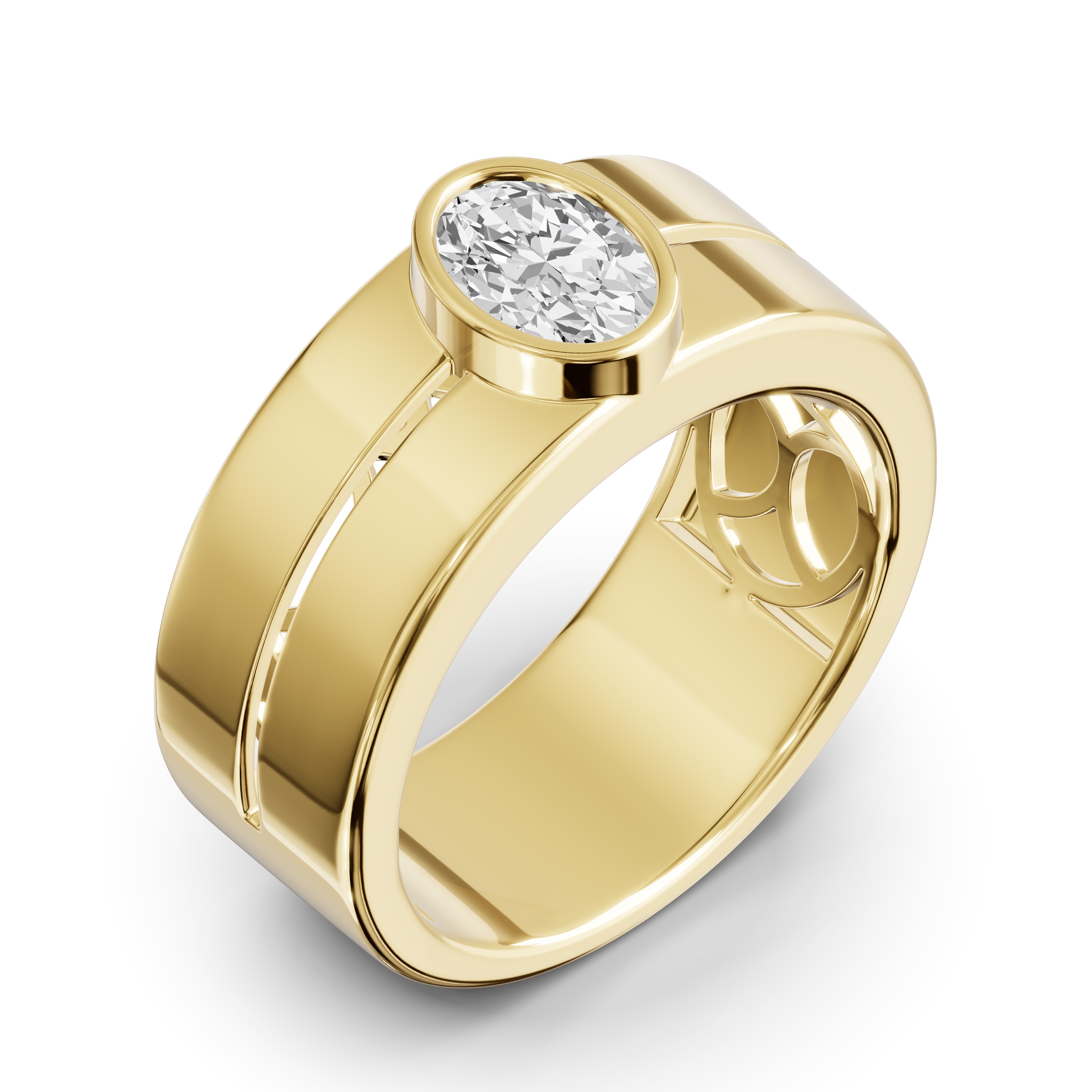 Grooved Oval Lab Diamond Bezel Band (1.00 ct.)