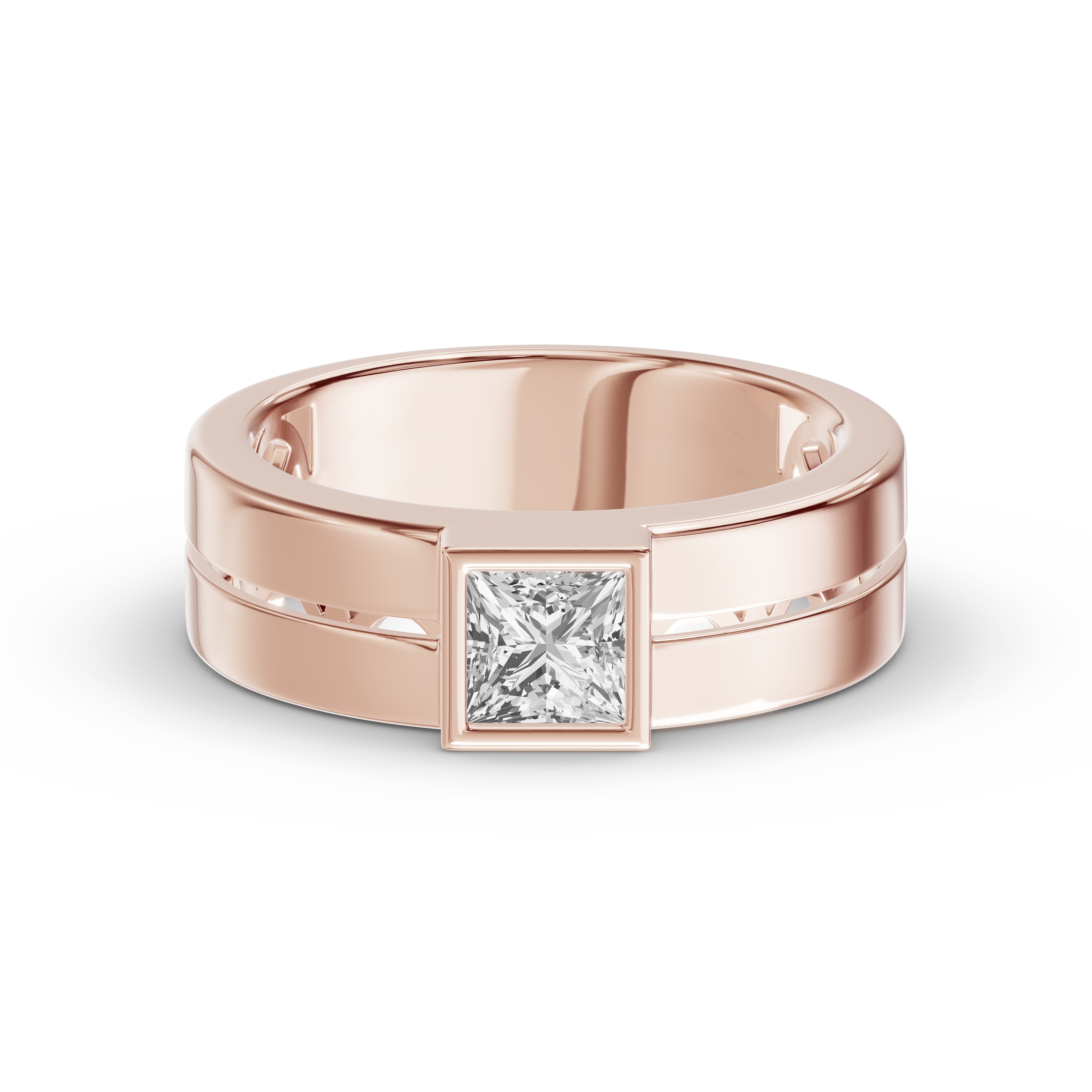 Grooved Princess-Cut Lab Diamond Bezel Band (1.00 ct.)
