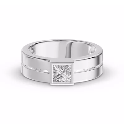 Grooved Princess-Cut Lab Diamond Bezel Band (1.00 ct.)