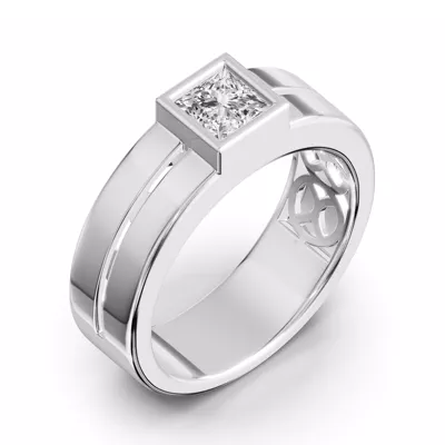Grooved Princess-Cut Lab Diamond Bezel Band (1.00 ct.)