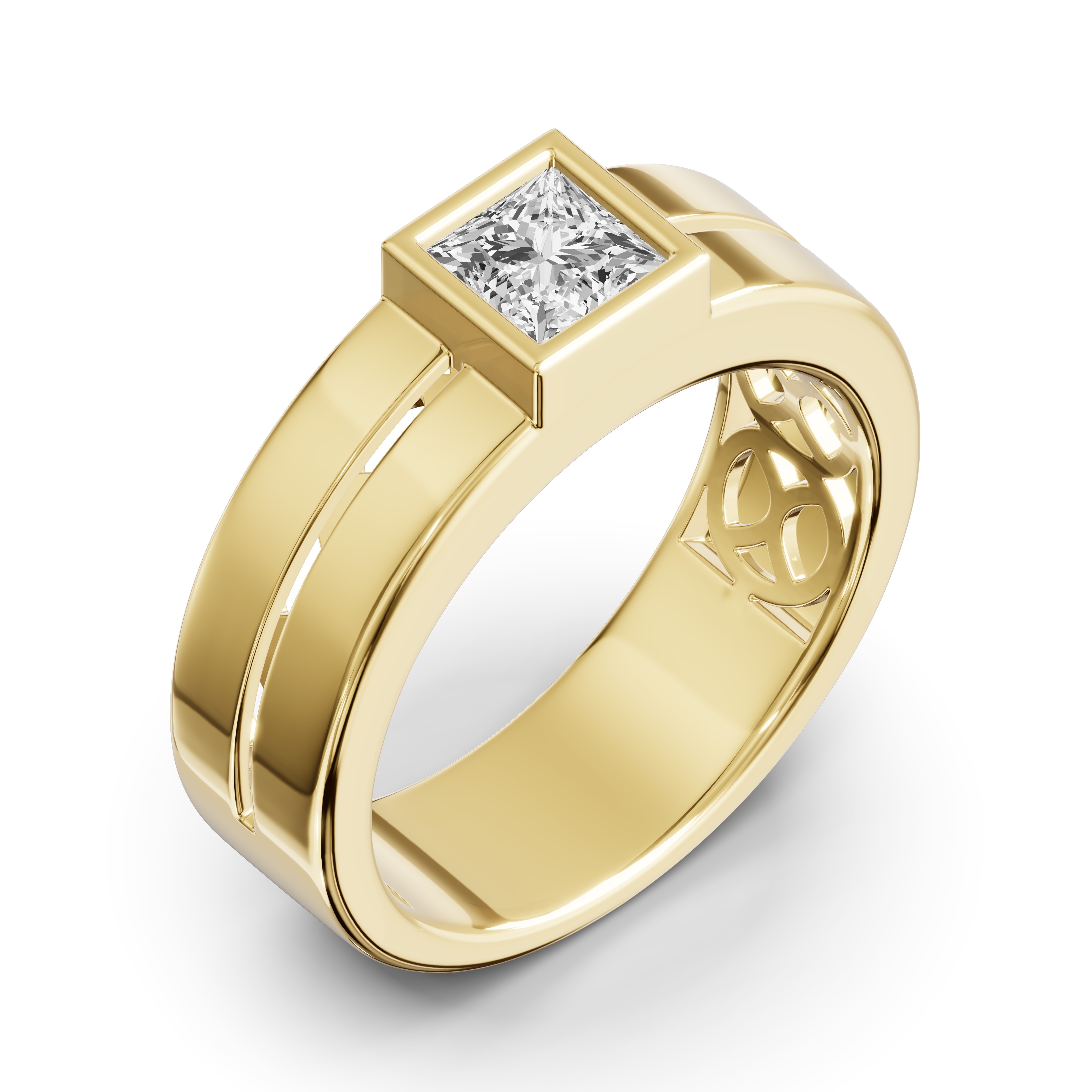 Grooved Princess-Cut Lab Diamond Bezel Band (1.00 ct.)