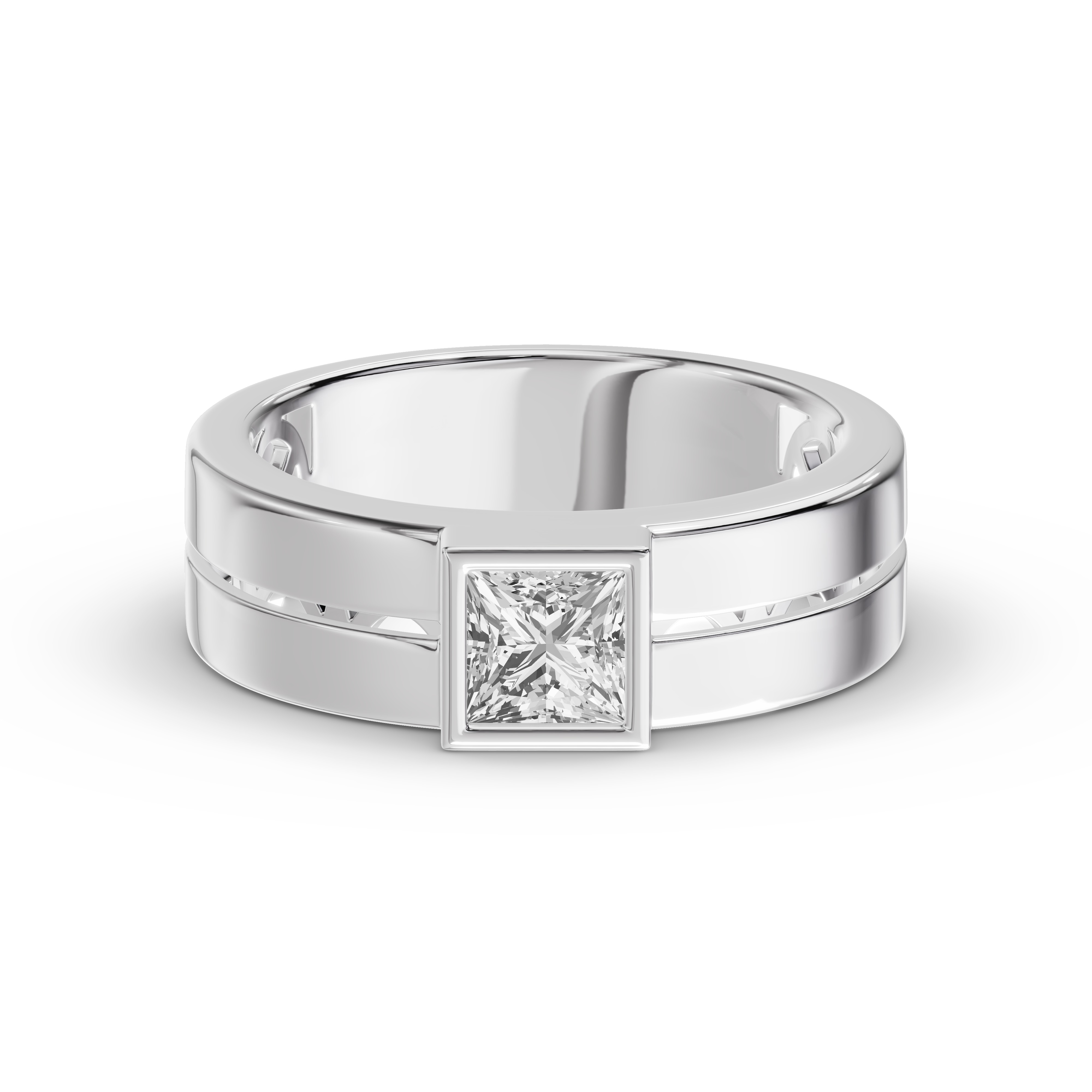 Grooved Princess-Cut Lab Diamond Bezel Band (1.00 ct.)