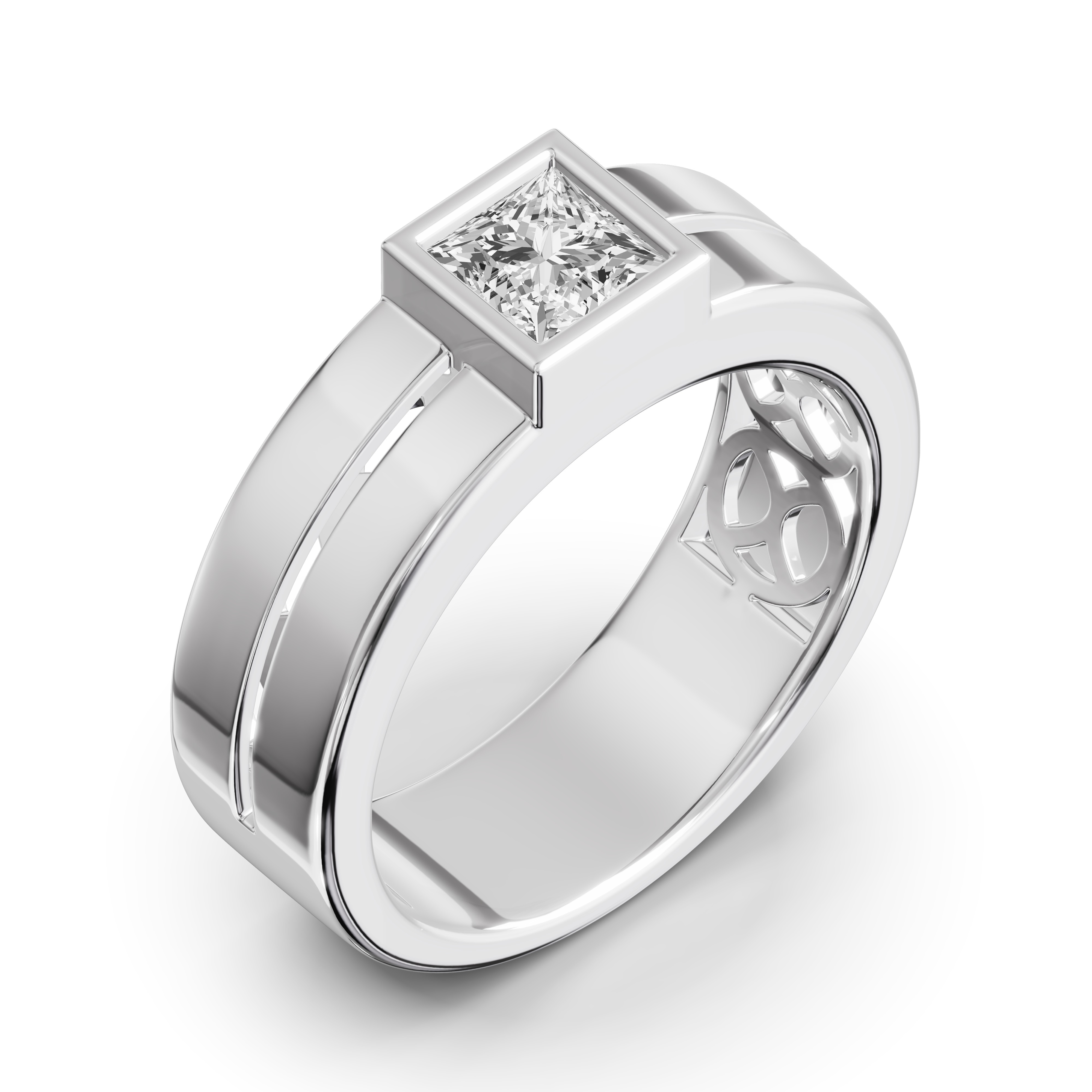 Grooved Princess-Cut Lab Diamond Bezel Band (1.00 ct.)