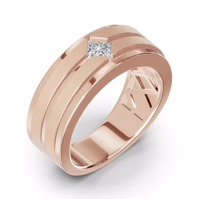 Double-Ridge Princess-Cut Lab Diamond Bezel Band (.50 ct.)
