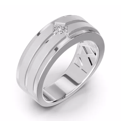 Double-Ridge Princess-Cut Lab Diamond Bezel Band (.50 ct.)
