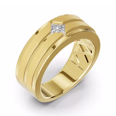 Double-Ridge Princess-Cut Lab Diamond Bezel Band (.50 ct.)