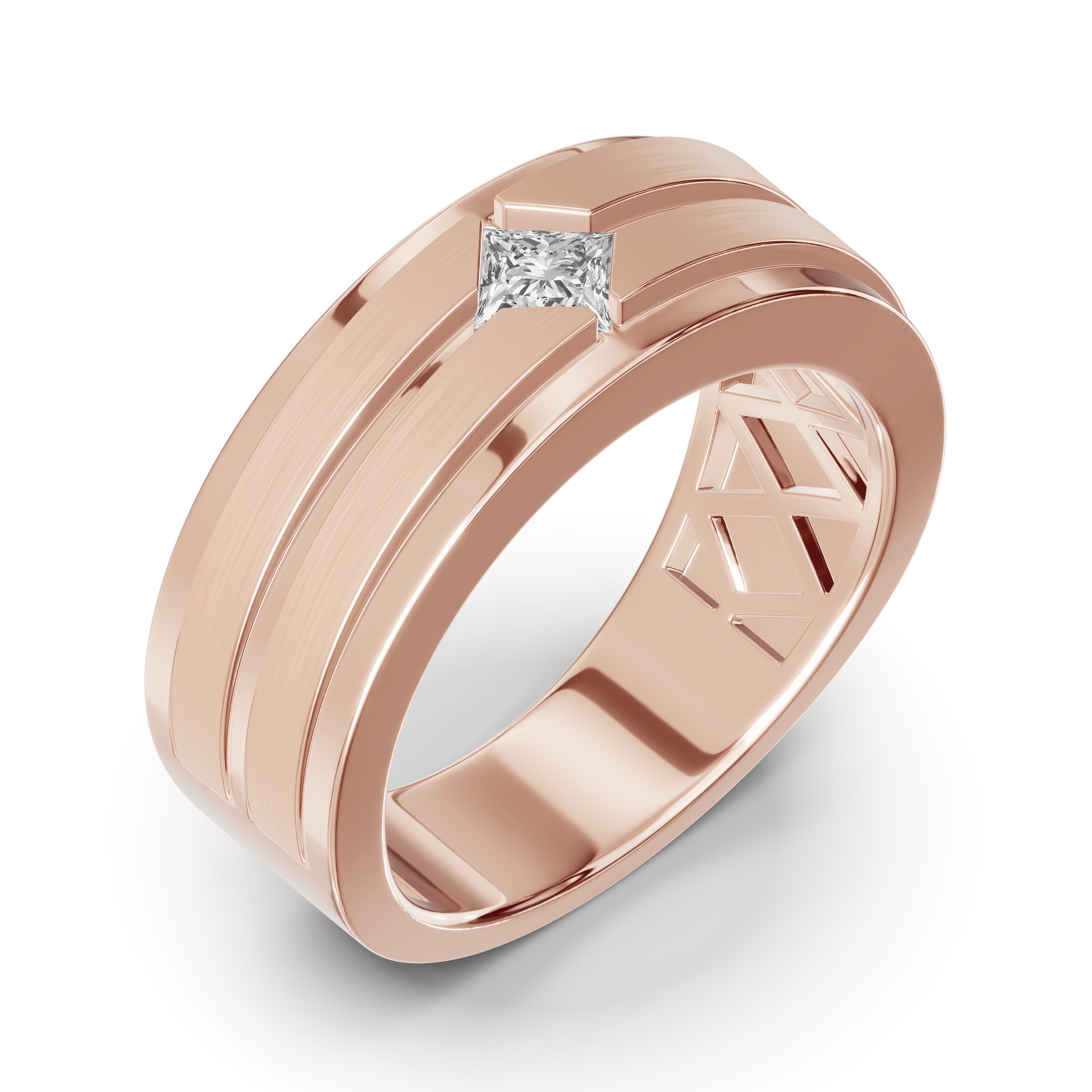 Double-Ridge Princess-Cut Lab Diamond Bezel Band (.50 ct.)