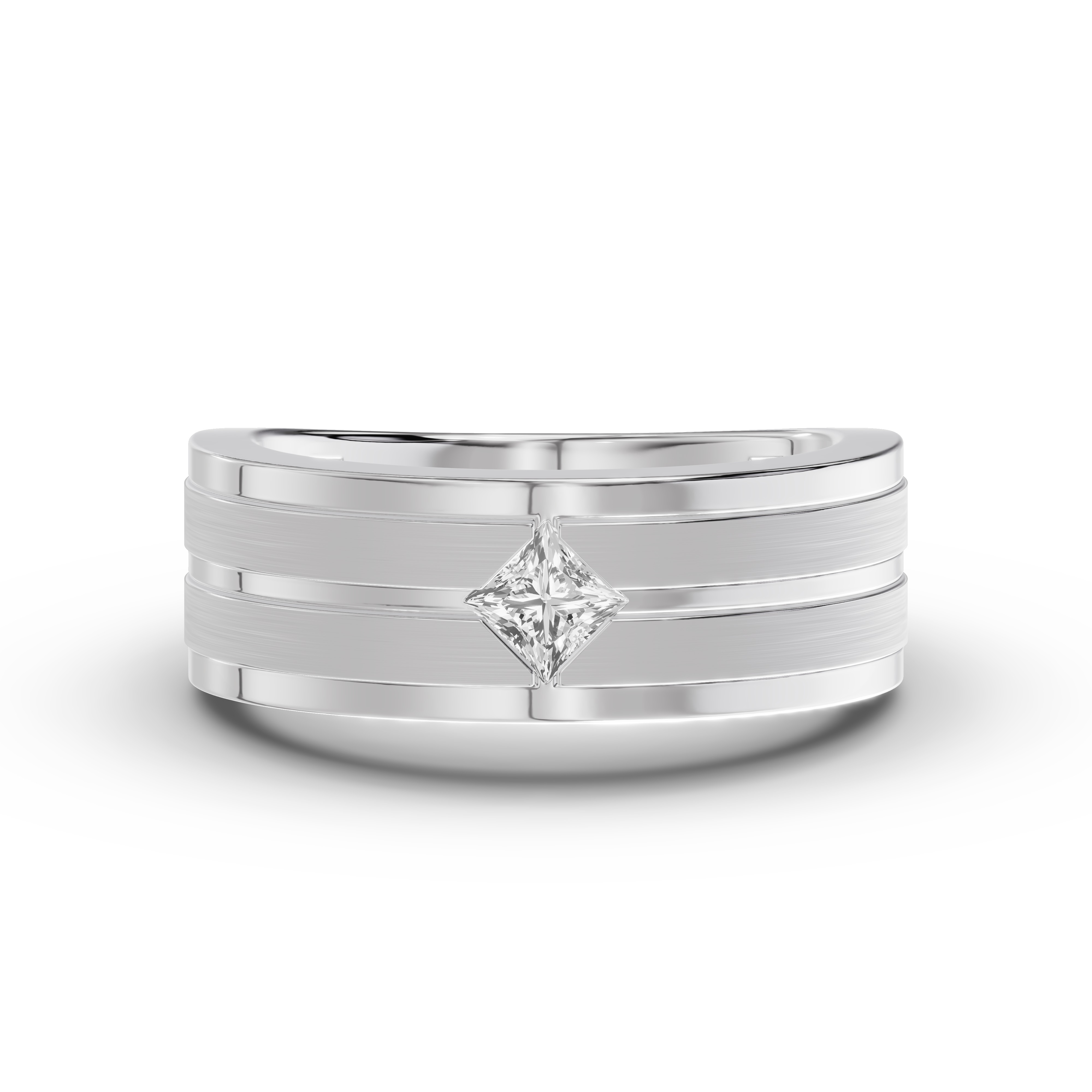 Double-Ridge Princess-Cut Lab Diamond Bezel Band (.50 ct.)