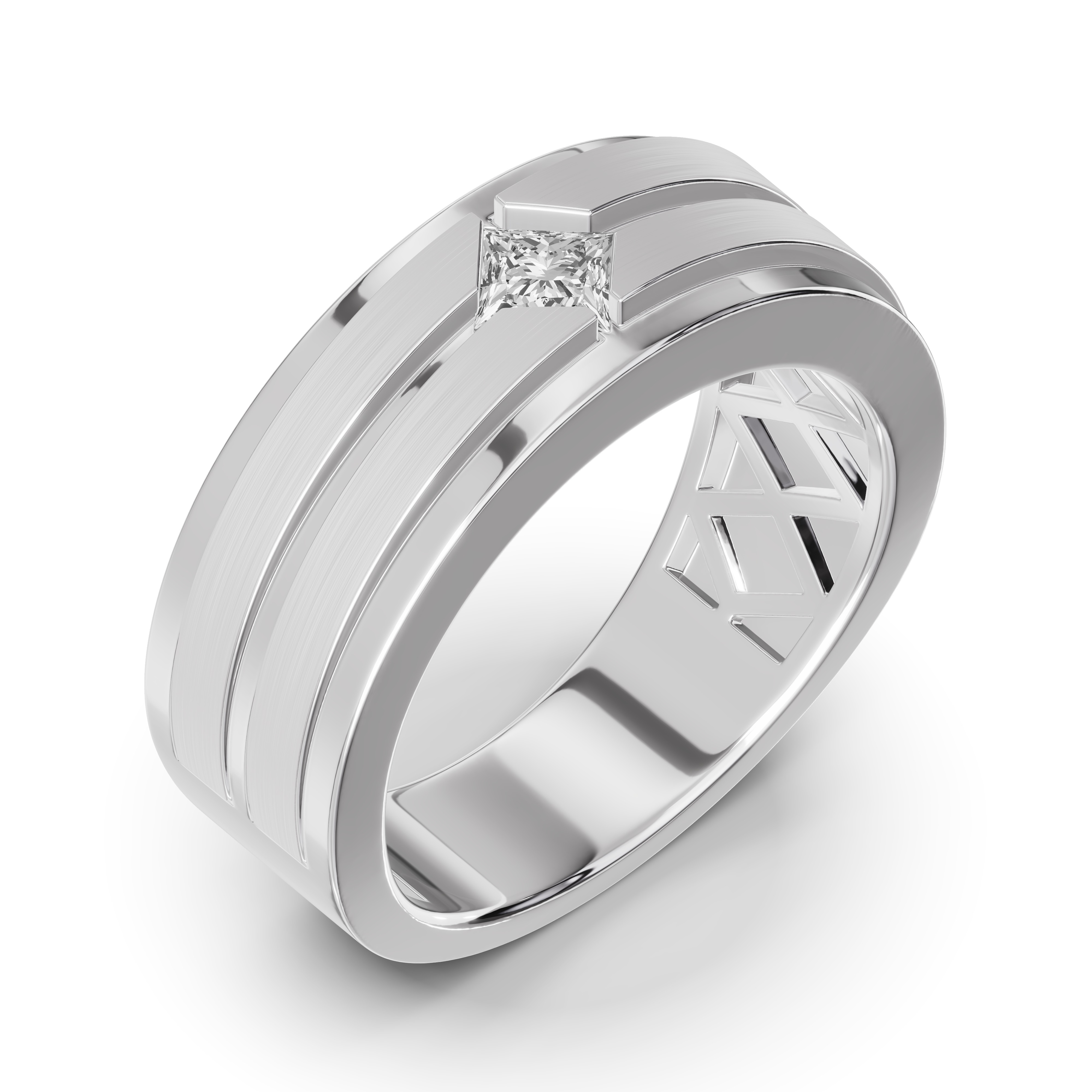 Double-Ridge Princess-Cut Lab Diamond Bezel Band (.50 ct.)