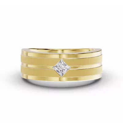 Double-Ridge Princess-Cut Lab Diamond Bezel Band (.50 ct.)