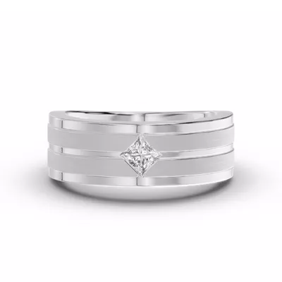 Double-Ridge Princess-Cut Lab Diamond Bezel Band (.50 ct.)