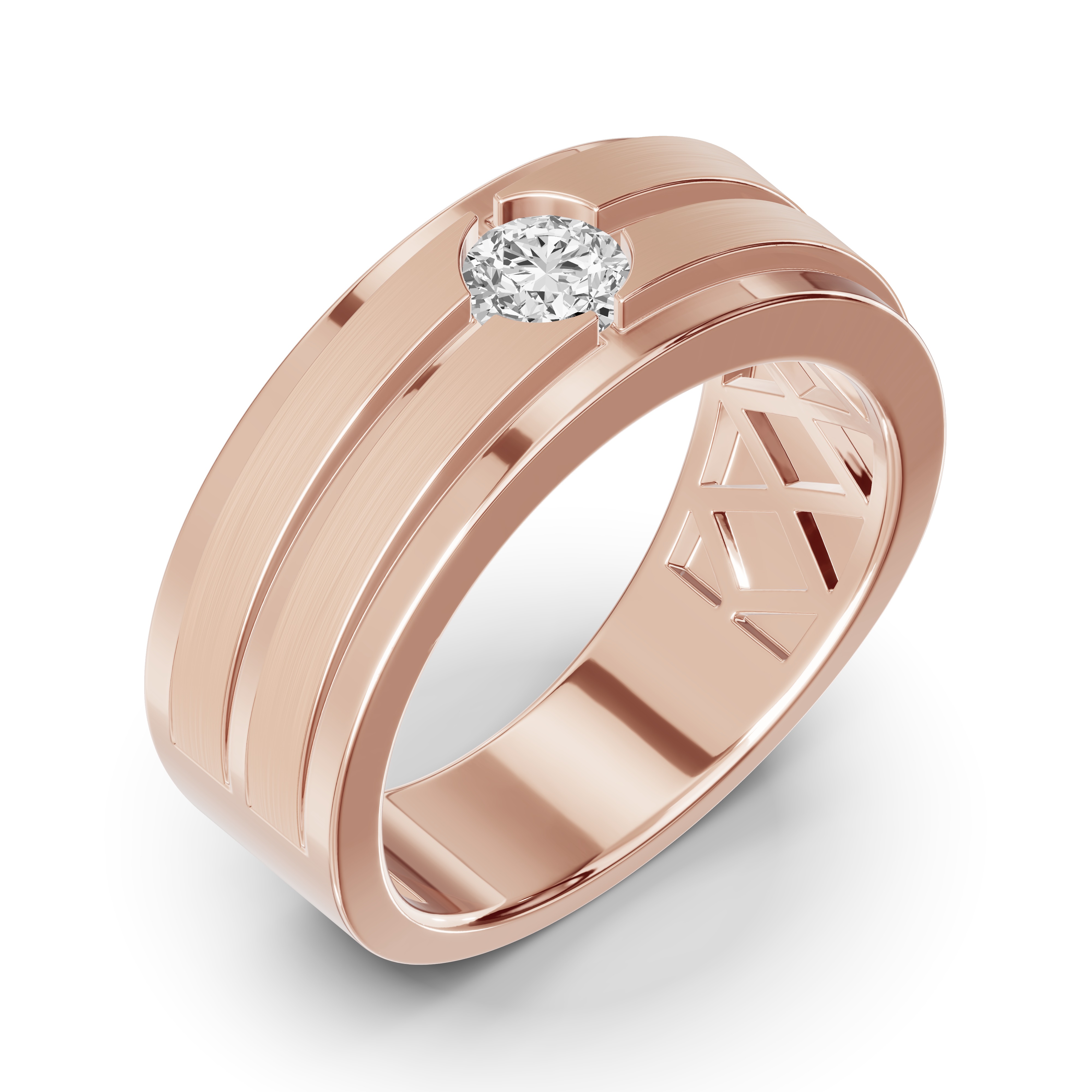 Double-Ridge Round Lab Diamond Bezel Band (.50 ct.)