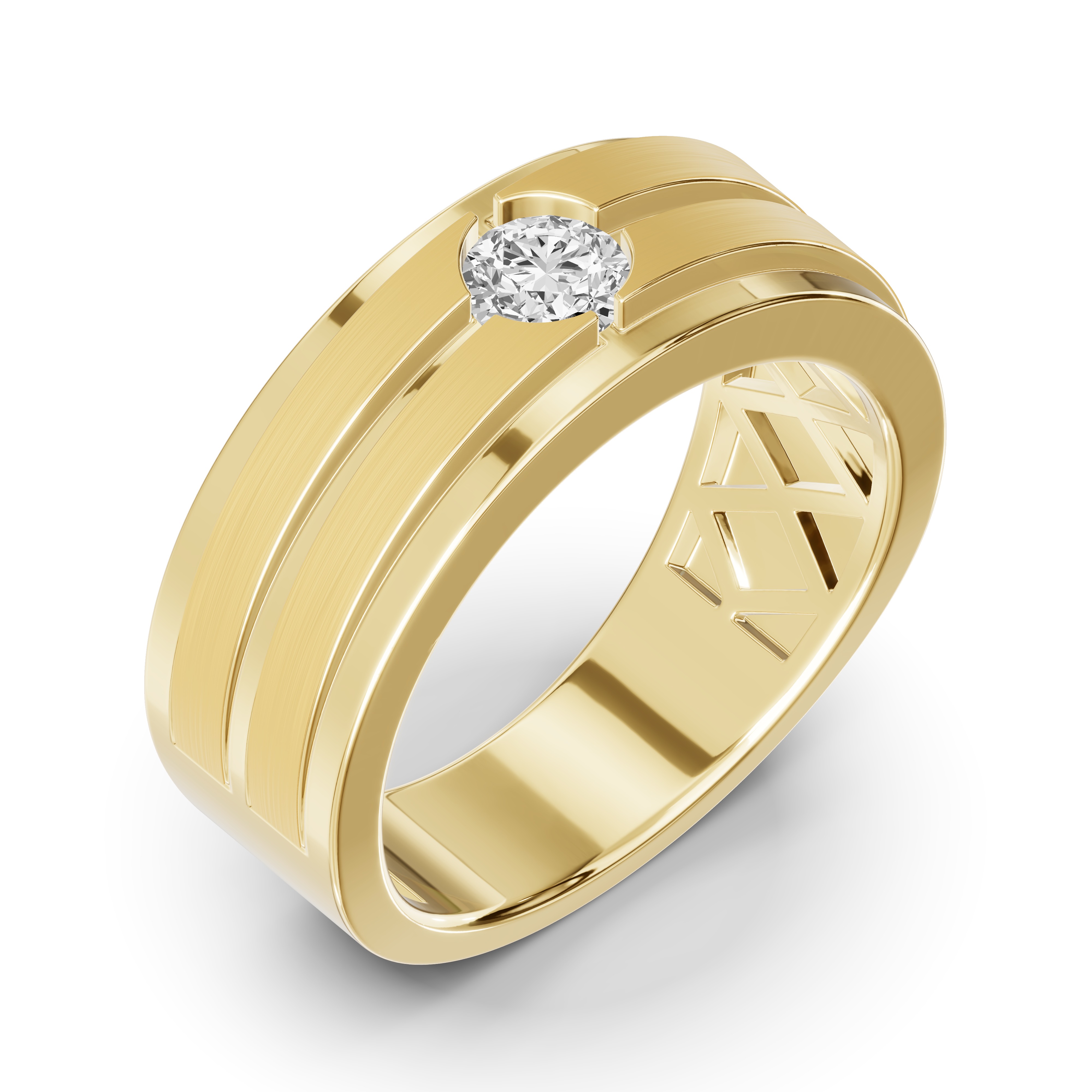 Double-Ridge Round Lab Diamond Bezel Band (.50 ct.)