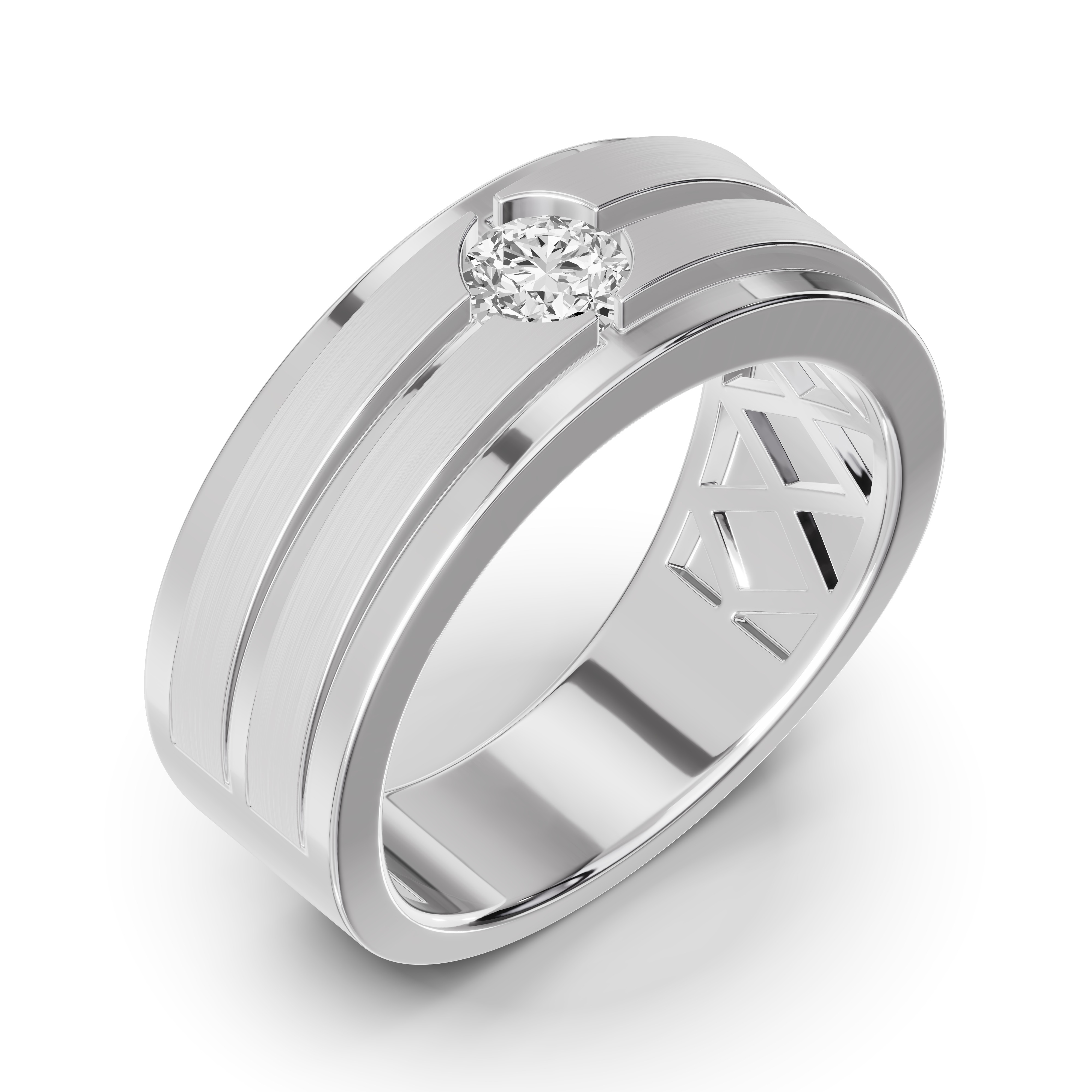 Double-Ridge Round Lab Diamond Bezel Band (.50 ct.)