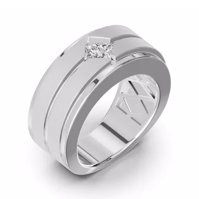 Double-Ridge Princess-Cut Lab Diamond Bezel Band (1.00 ct.)