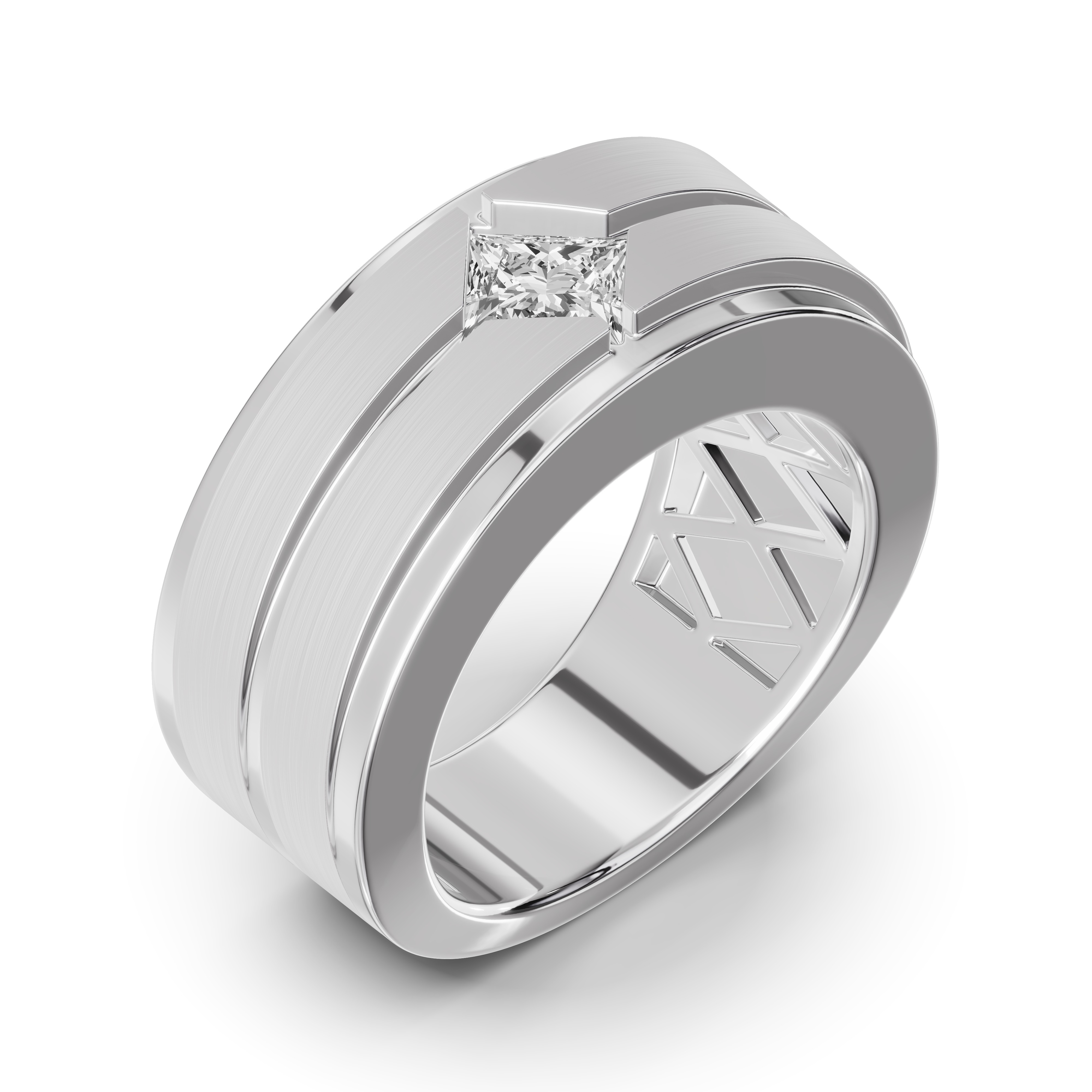 Double-Ridge Princess-Cut Lab Diamond Bezel Band (1.00 ct.)