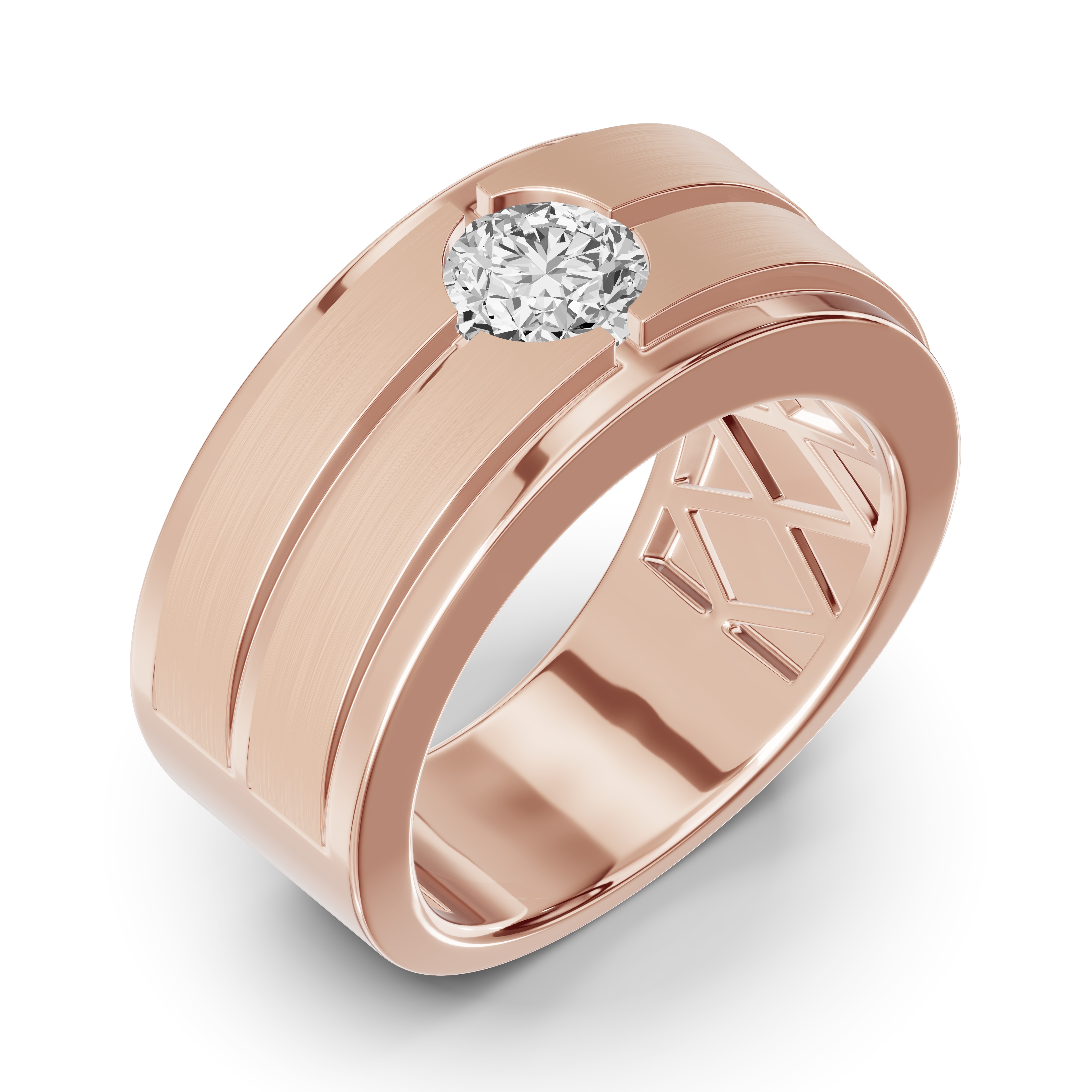 Double-Ridge Round Lab Diamond Bezel Band (1.00 ct.)