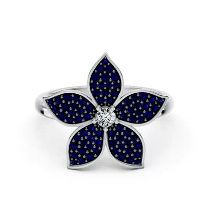 Fleur Pavé Lab Sapphire Ring