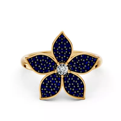 Fleur Pavé Lab Sapphire Ring