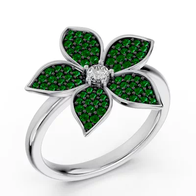 Fleur Pavé Lab Emerald Ring