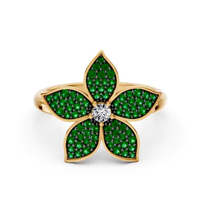 Fleur Pavé Lab Emerald Ring