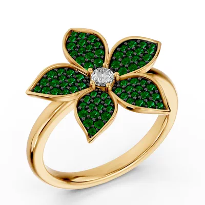 Fleur Pavé Lab Emerald Ring