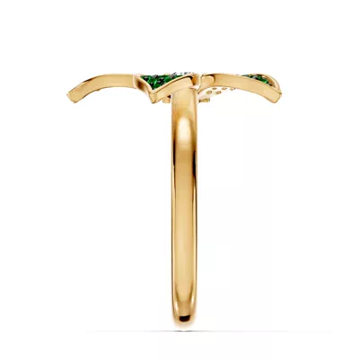 Fleur Pavé Lab Emerald Ring