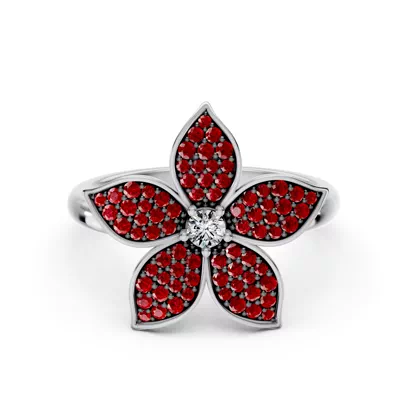 Fleur Pavé Lab Ruby Ring