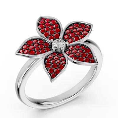 Fleur Pavé Lab Ruby Ring