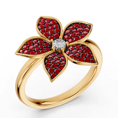 Fleur Pavé Lab Ruby Ring