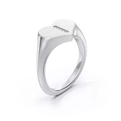 Heart Pavé Lab Diamond Initial Signet Ring - I