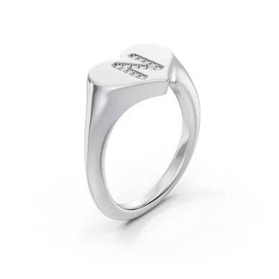 Heart Pavé Lab Diamond Initial Signet Ring - N