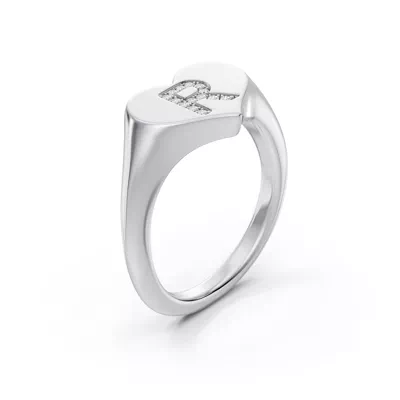 Heart Pavé Lab Diamond Initial Signet Ring - R