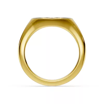 Heart Pavé Diamond Initial Signet Ring - W