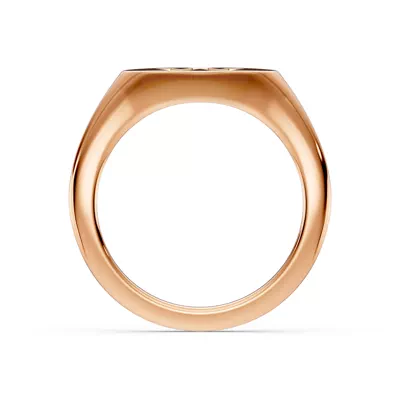 Heart Pavé Diamond Initial Signet Ring - W