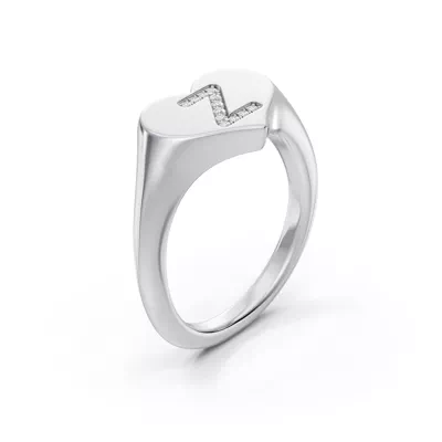Heart Pavé Lab Diamond Initial Signet Ring - Z