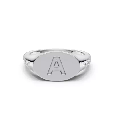 Initial Signet Diamond Accent Ring - A