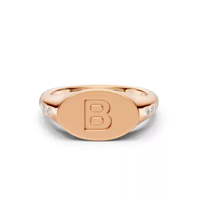 Initial Signet Diamond Accent Ring - B