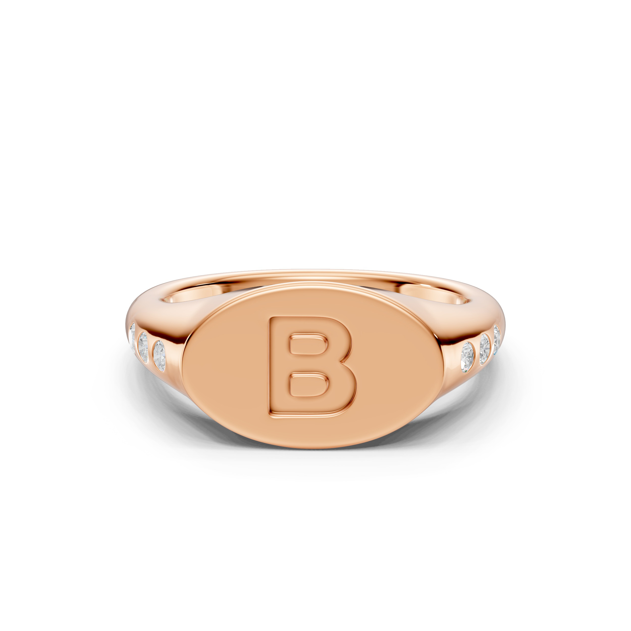 Initial Signet Diamond Accent Ring - B