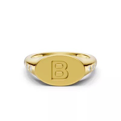 Initial Signet Lab Diamond Accent Ring - B