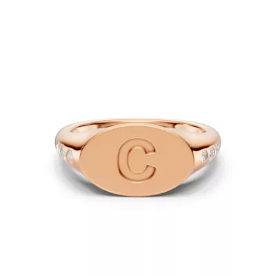 Initial Signet Diamond Accent Ring - C