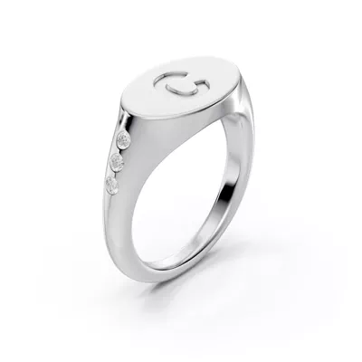 Initial Signet Lab Diamond Accent Ring - C