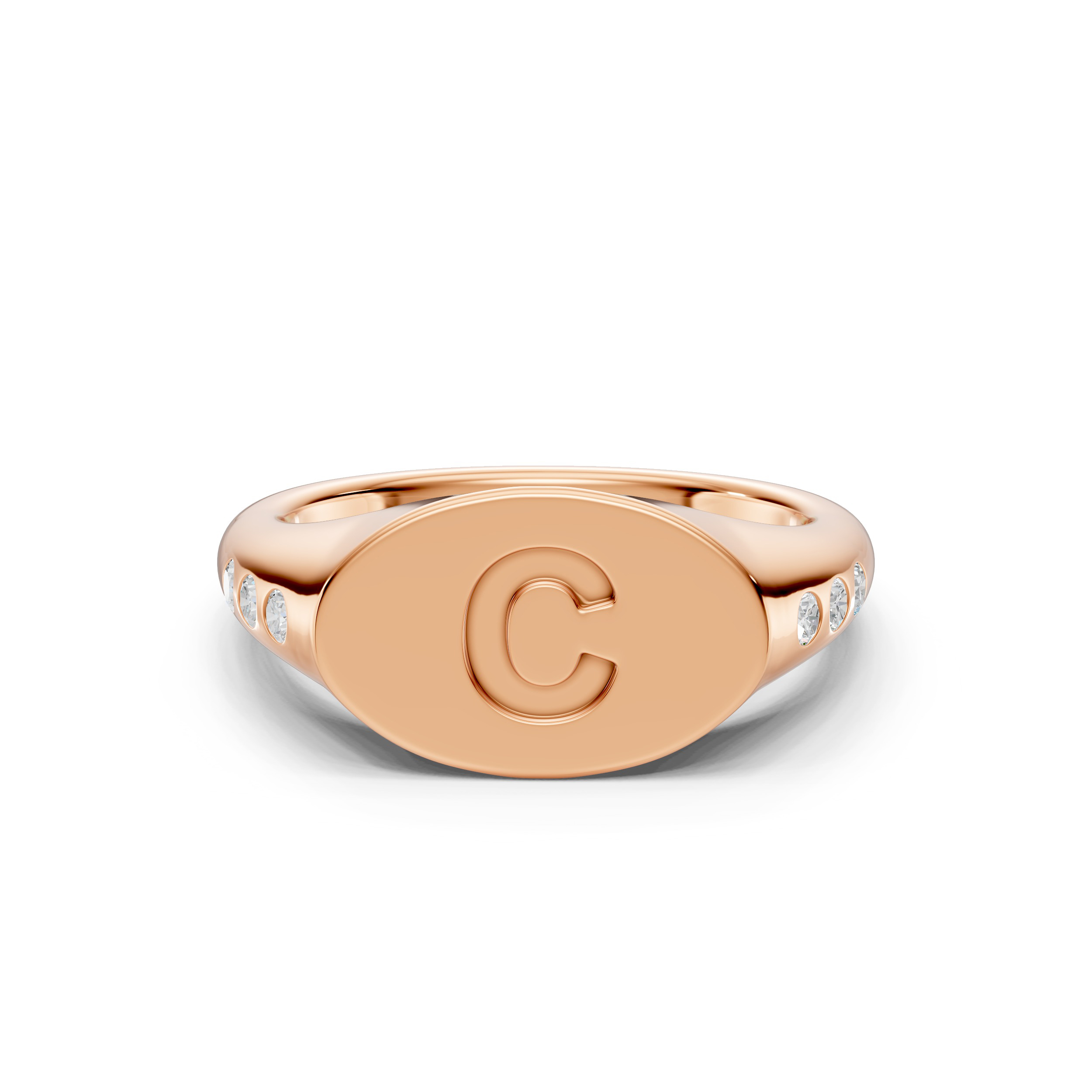 Initial Signet Diamond Accent Ring - C